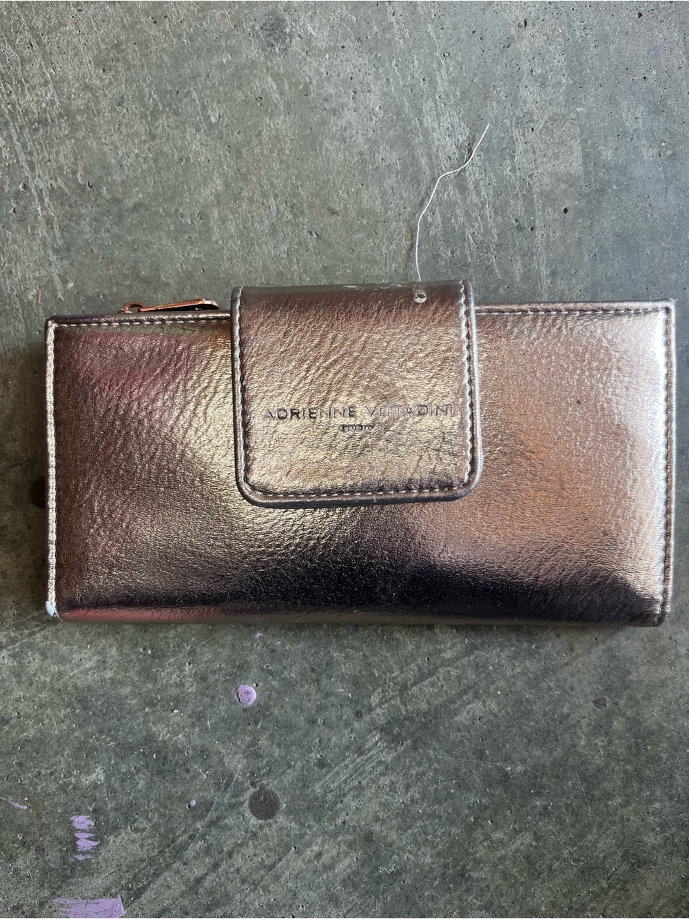Metallic Rose Gold Wallet with Snap Closure
